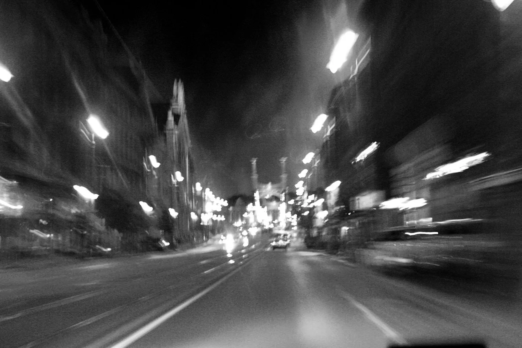 Speeding down the streets of Budapest.