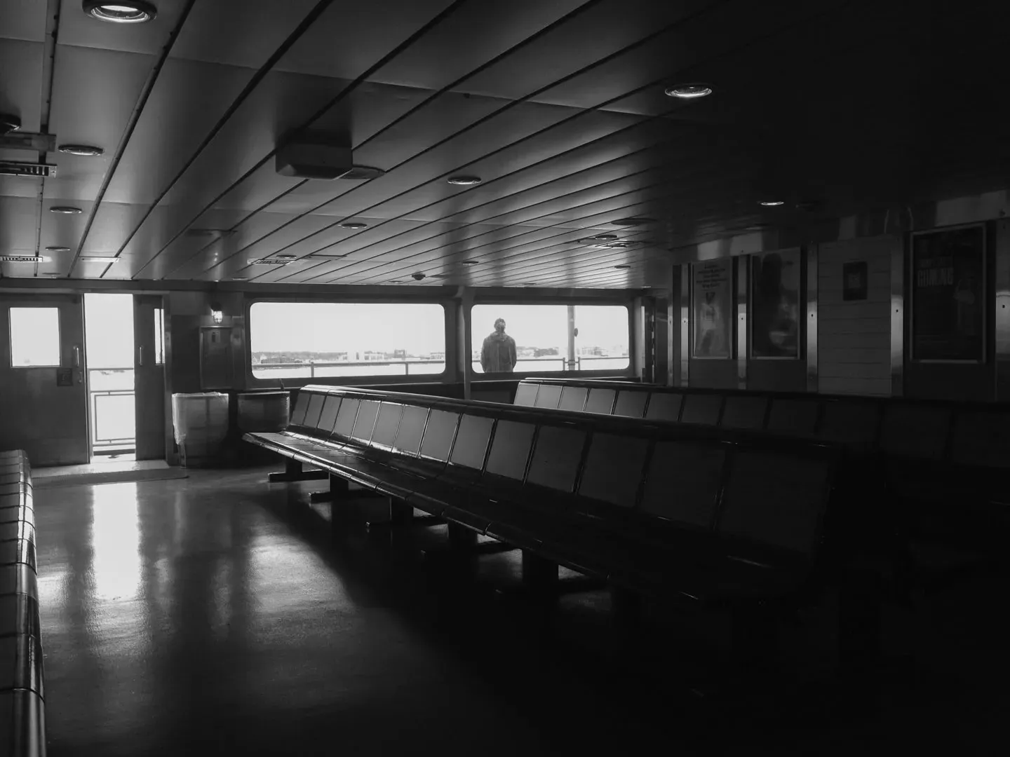 Aboard the Staten Island Ferry.